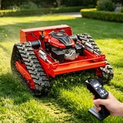 MMS Remote Control Lawn Mower With 9HP Gas Engine, 21.65In/550mm Automatic Robotic Track Lawn Mower  Adjustable Height 0.79-5.9 Inches, Track Design,All-Terrain for Steep Slopes Tall Grass Large Lawn
