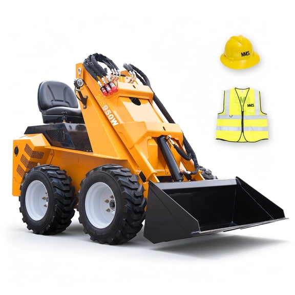 MS950W Ride-on Mini Skid Steer Loader, 13.5HP 4WD, Digital Display, Wheel Loader for Farms Landscaping