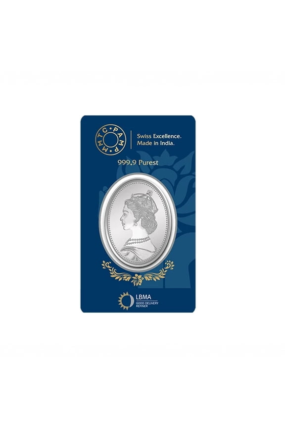 MMTC-Pamp Queen Oval Shaped 20 Gram Silver Coin - In Assay Card