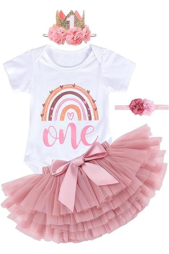 1 Year Old Baby Girl Outfit, Boho Style Baby Girl 1st Birthday Outfit, Jumpsuit, Pink Tutu, 2 Piece Headband, Baby Girl Birthday Party Outfit, Photography Outfit