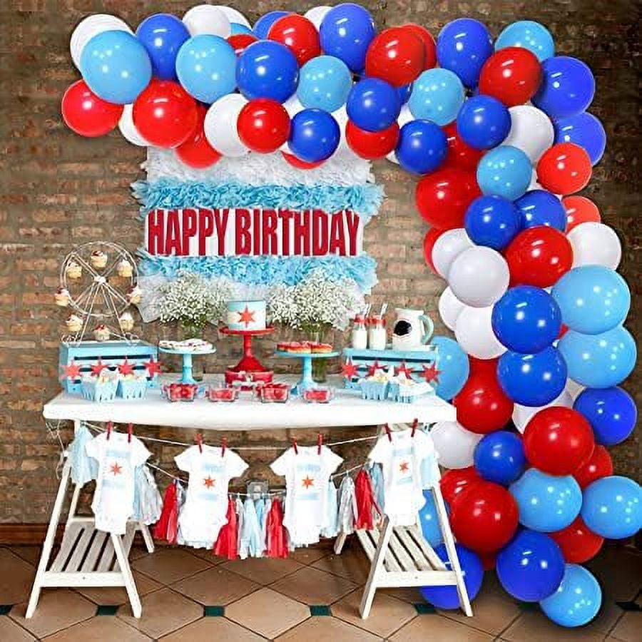 MMTX 100pcs Red White Blue Balloon Garland Kit, Royal Navy Blue Party Decorations  Spiderman Balloons for Boy Birthday Graduation Baby Shower 