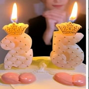 MMTX 3.54 Inches 1st Birthday Candles White Glitter Number 1 Candles with Golden Glitter Crown, Happy Birthday Cake Topper Decoration with a base for Party Celebrations