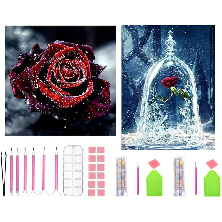 Butterfly Rose Diamond Painting Kits for Adults, Flower DIY 5D Diamond Art  Kits