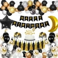 thumbnail image 1 of MMTX Black Gold Birthday Decoration Men, Black Gold Silver Agate Balloon Garland Kit with Banner, Black Gold Tassels Star Moon Foil Balloons for Men Women 30th 40th 50th Birthday Anniversary, 1 of 7