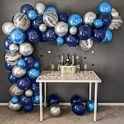 MMTX Blue Balloon Arch Kit, Navy Blue Latex Agate Ballon Blue Sliver Metallic Balloon Garland for Boy Men Birthday Space Party Baby Shower Ramadan Mubarak Decoration
