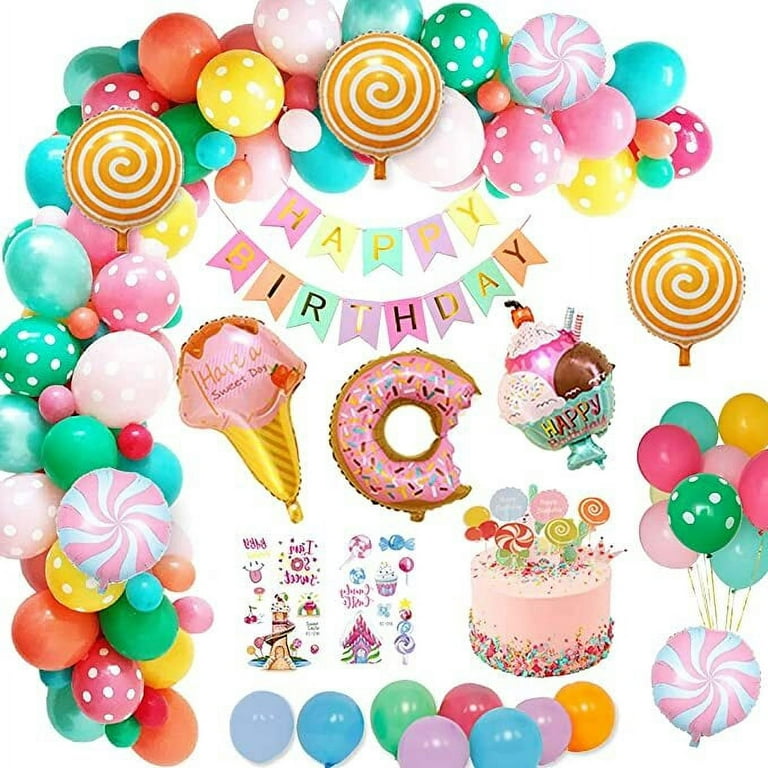 MMTX Candyland Party Decoration, Pastel Macaron Balloon Arch with Candy  Doughnut Ice Cream Foil Balloon Decoration for Girls Birthday Party Baby  Shower 