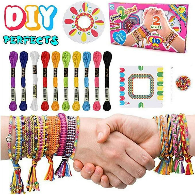 MMTX Children's Friendship DIY Bracelet Craft Set for Girls from 6 7 8 9  Years Gift Colourful Rope Beads Bracelet Making Kit with Woven Board Art  and