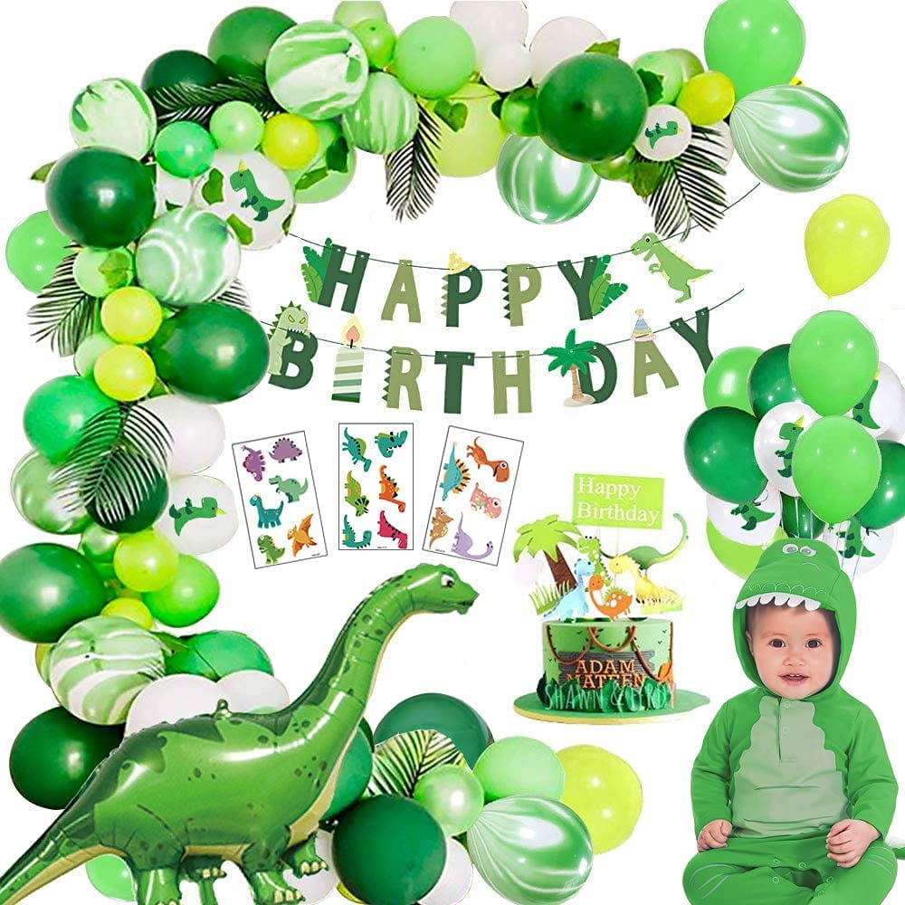 HJINGY 353 PCS Dinosaur Party Decorations, Dinosaur Birthday Party Supplies  for kids Include Dinosaur Foil Balloons, HAPPY BIRTHDAY Banner, Cake