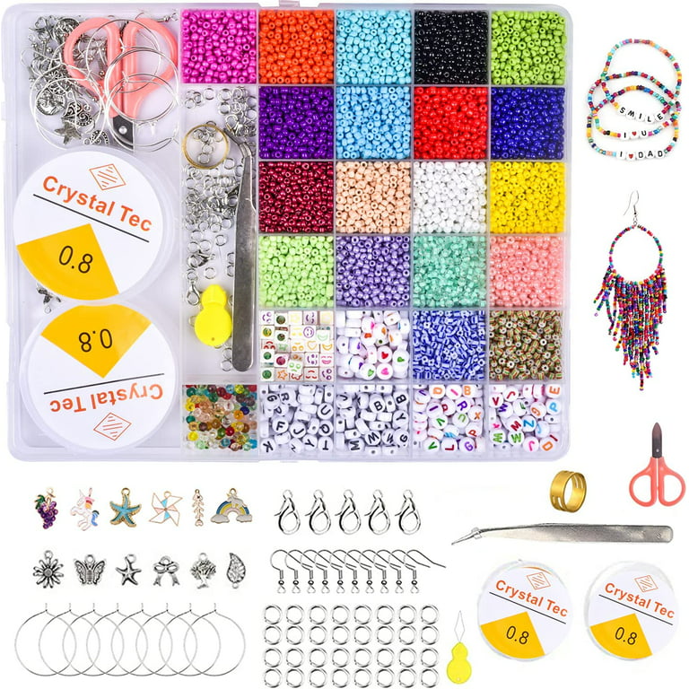Glass Bead Jewelry Making Kit with 4 in 1 Tool & Beading Tray 