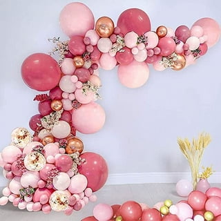AOWEE Pink Latex Confetti Balloons Party Decoration Set, 50pcs Hot Pink  White Balloons Arch Garland for girl Birthday Bridal Shower Wedding Baby