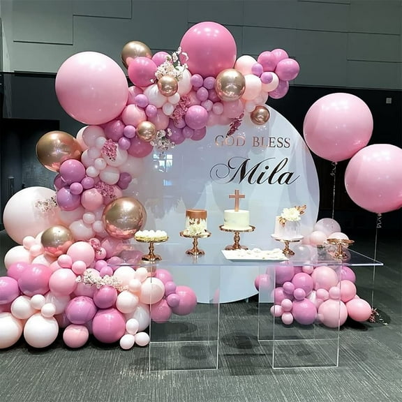 MMTX Pink Balloons Garland Party Decoration with Confetti Balloons Rose Gold 4D Balloons Pink Balloon for Birthday Party Wedding Baby Shower