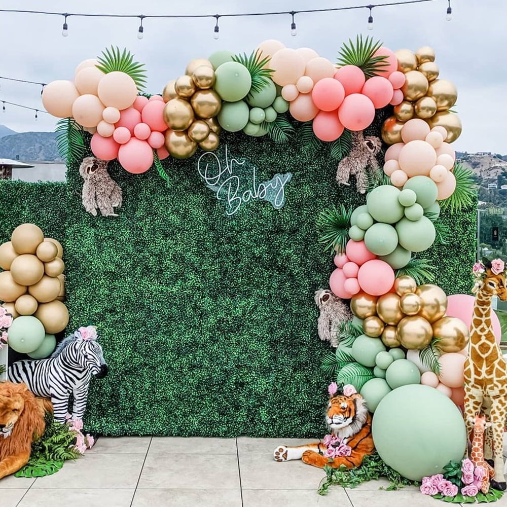 MMTX Pink Green Gold Balloon Arch Garland Kit, 92pcs Pink and Avocado Green  White Metallic Gold Latex Balloon for Birthday Wedding Baptism Girl Newborn Baby  Shower Decoration - Walmart.com, image size:1000x1000