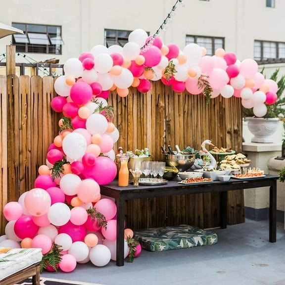 MMTX Pink Latex Confetti Balloons Party Decoration Set, 50pcs Hot Pink White Balloons Arch Garland for girl Birthday Bridal Shower Wedding Baby Shower Graduation Ceremony Bachelor Party