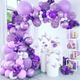 thumbnail image 1 of MMTX Purple White Balloon Arch Garland Kit, 108pcs Purple White Gold Confetti Balloon with Purple Butterfly for Baby Shower Wedding Women Birthday Decoration, 1 of 12