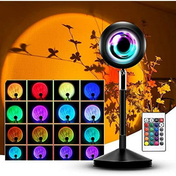 MMTX Sunset Lamp Projection, 17 Colors Sunset Rainbow Lamp Adjustable RGB Brightness, 180°Rotation, USB Charging Sunset Projector Lamp Light for Selfie Bedroom Living Room Party Bar