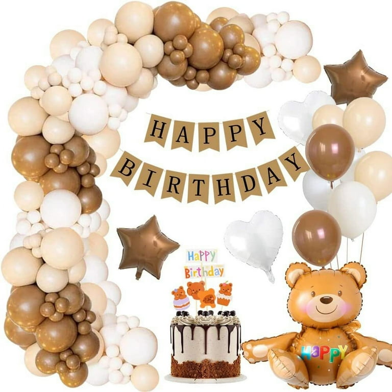 MMTX Teddy Bear Birthday Party Decoration Children Coffee Balloon Arch Kit Retro Coco Apricot White Latex Balloons Garland for Boho Safari Bear