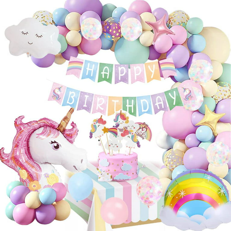 Pastel Happy Birthday Banner, Assembled Rainbow Happy Birthday Sign Girls  Pastel Birthday Party Decorations
