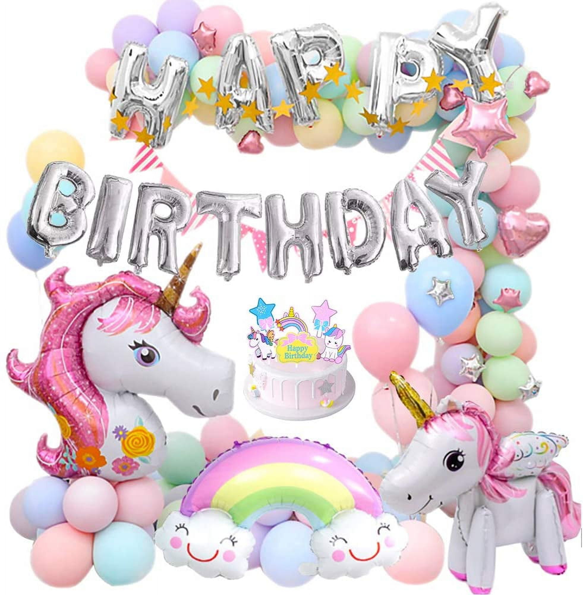 Pastel Rainbow Unicorn Balloon and Arch Kit,Set of 65 Included Macaron  Balloons,Unicorn Balloons,Happy Birthday Banner Unicorn Birthday Party  Decorations for Girls 
