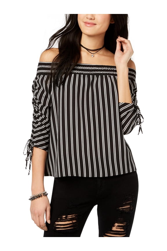 MMXIII Womens Juniors Bracelet Sleeves Off-The-Shoulder Peasant Top