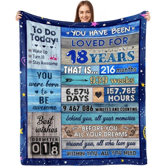 MMYGU 18th Birthday Gifts for Girls BlanketBest 18 Year Old Girl Birthday Gifts for Daughter Son Niece Sister Happy 18th Gift Ideas Decor Throw Blankets 50x60in