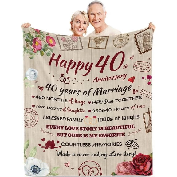 MMYGU 25th Anniversary Blanket Gifts Gift for 25th Wedding Anniversary 25 Years of Marriage Gift for Ruby Wedding Anniversary for Couple Yess Wife Husband Dad Mom Back Throw Blanket 50x60in