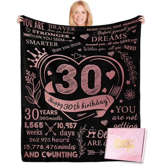 MMYGU 30th Birthday Blanket for Her Polyester Blackpink Lightweight Perfect 30 Year Old Gifts for Women 30x40in