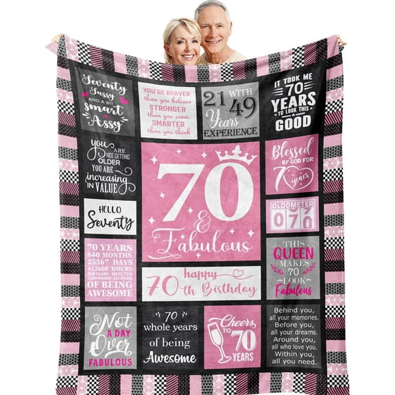 MMYGU 75th Birthday Gifts for Women Blanket 75th Birthday Decorations for Women Best Gifts for 75 Year Old Woman Happy 75th Birthday Ideas for Mom Grandparents Throw Blanket 30x40in