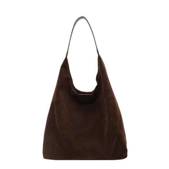 MMYGU Autumn and Winter Vintage Women's Bag Large Capacity Suede Shoulder Bag Solid Color Simple Casual Commuter Bag