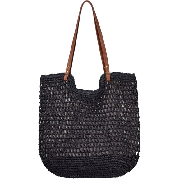 MMYGU Beach Bags for Women Straw Woven Handbag Raffia Beach Tote Mesh Woven Crochet Summer Vacation Shoulder Purse