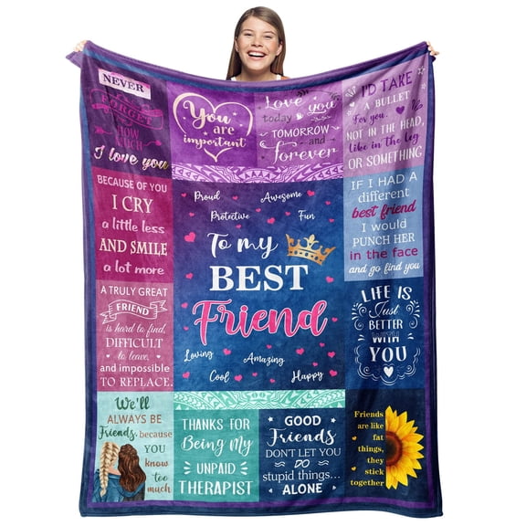 MMYGU Best Friend Fleece Blanket Birthday Gifts for Women Friends Bestie Friendship Birthday Gifts Christmas 50x60in