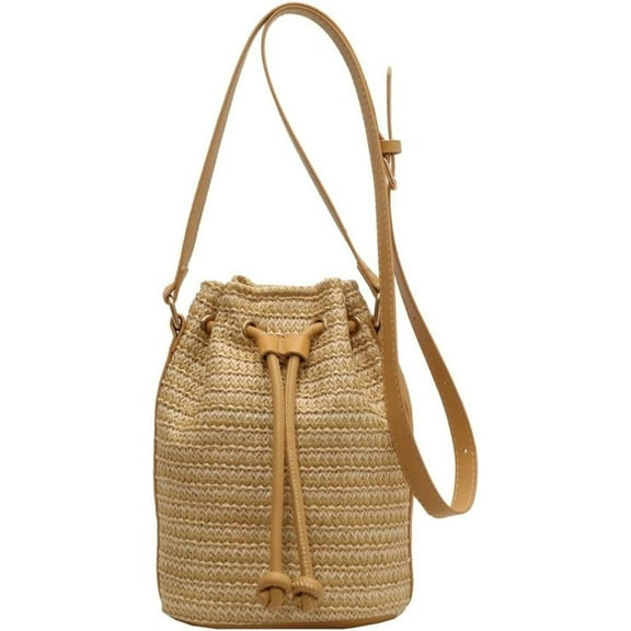 MMYGU Bucket Bag for Women Woven Straw Shoulder Crossbody Bag 2025 Summer Chic Handbag Clutch Purse