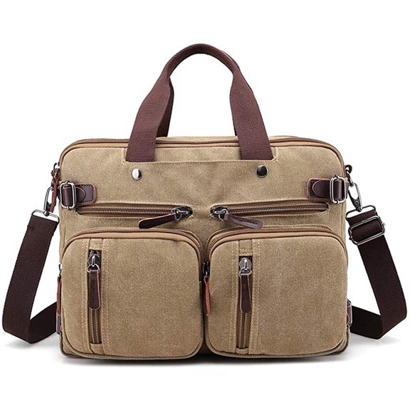 MMYGU Canvas Laptop Bag for Men Vintage Convertible Messenger Bag Fits 15.6 Inch Laptop