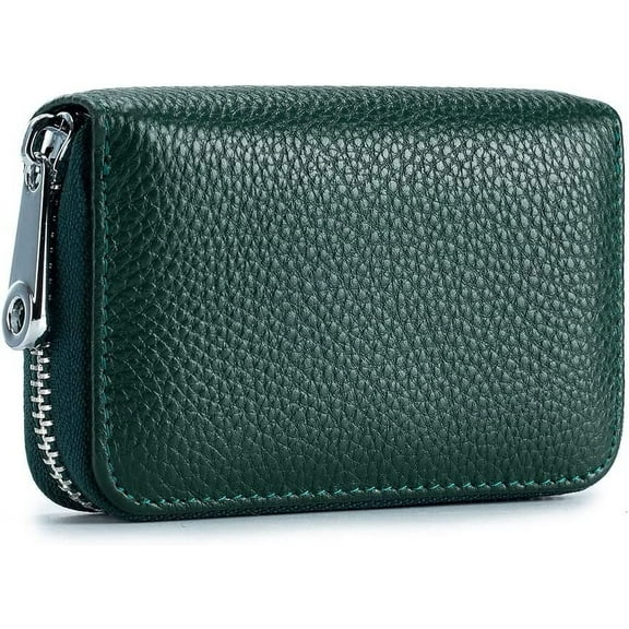 MMYGU Card Wallet RFID Blocking Genuine Leather Multipurpose Zipper Card Holder Coins Pouches Unisex (Yellow)