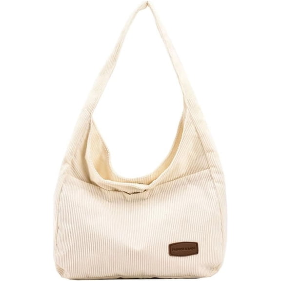 MMYGU Corduroy Shoulder Bag Winter Fall Fashion Crescent Bag Womens Mens Wide Strap Tote Handbag Solid Color