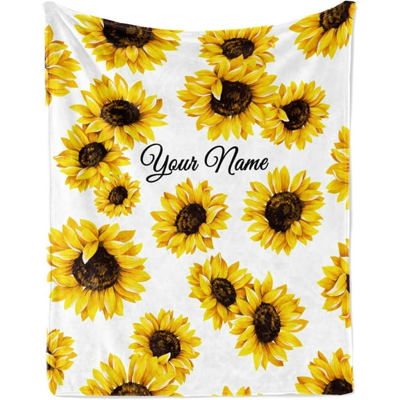 MMYGU Custom Blanket with Name for Adults Kids Baby Personalized Customized Gifts for Women Mom Her Sister Best Friend Sunflower Blanket Gifts Bedding Decor for Bed Sofa Office 30x40in