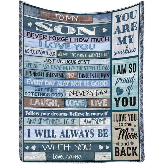 MMYGU Custom Name Blanket Love Letter to My Son from Mom & Dad Never Forget How Much I Love You Personalized Gift Fleece Throw Blanket for Bed Couch 30x40in