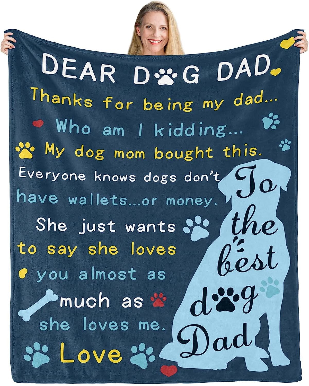 MMYGU Dog Dad Gifts for Men Blanket Dog Dad Gifts Dog Lovers Gifts for Men Best Dog Dad Ever Gifts for Dog Lovers Men Dogfather Dog Lover Gifts Gifts for Dog Lovers Blanket 50x60in
