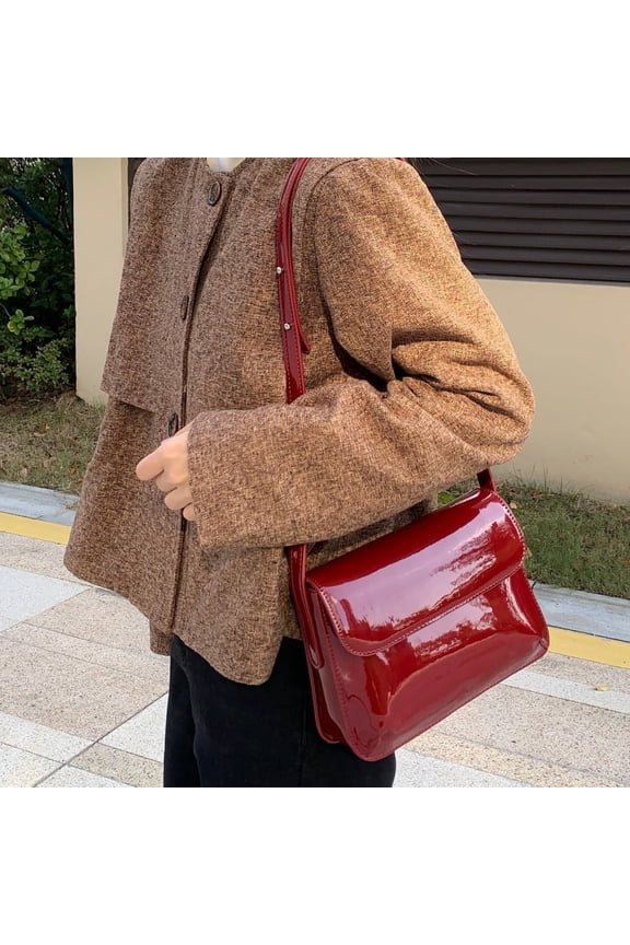 Fashion Patent leather lady Sling bag PU Leather Women phone Crossbody Bag small Ladies flap Shoulder Messenger Bag bolsas red