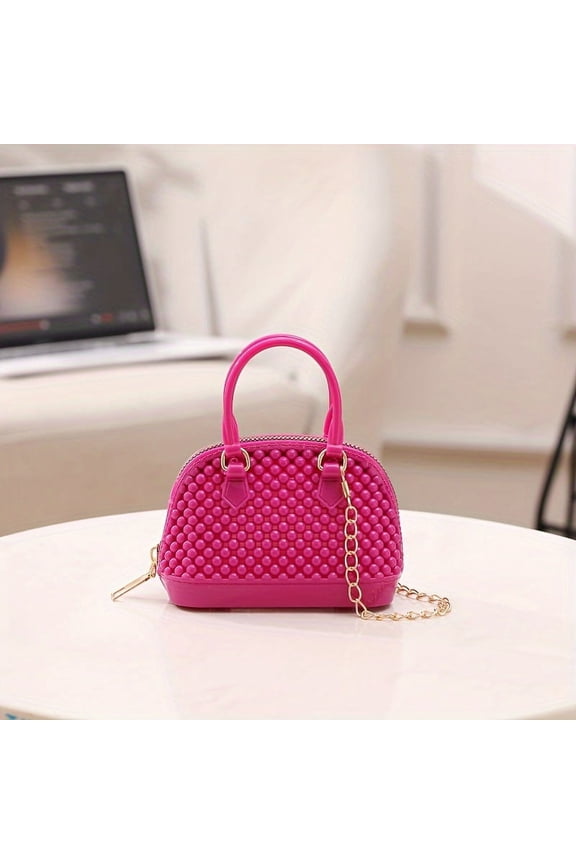 Fashion Shell Handbag With Chain Strap PVC Jelly Bag Womens Small Crossbody Shoulder Lipstick Purse(5.12x 2.76x 3.94)