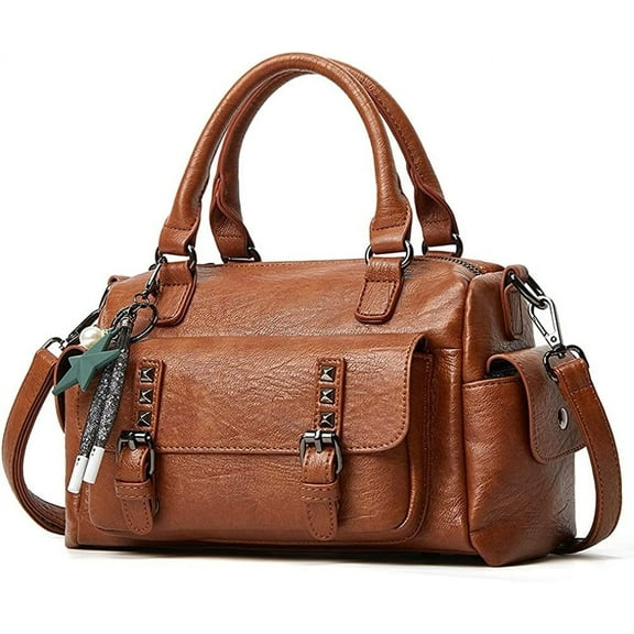 MMYGU Faux Leather Shoulder Bag for Women Flap Handbag Willow Nail Crossbody Bag Large Capacity Purse Retro Satchel