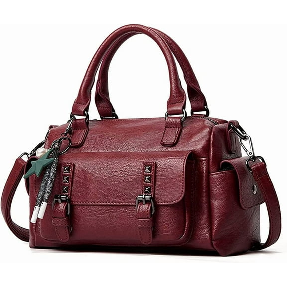 MMYGU Faux Leather Shoulder Bag for Women Flap Handbag Willow Nail Crossbody Bag Large Capacity Purse Retro Satchel