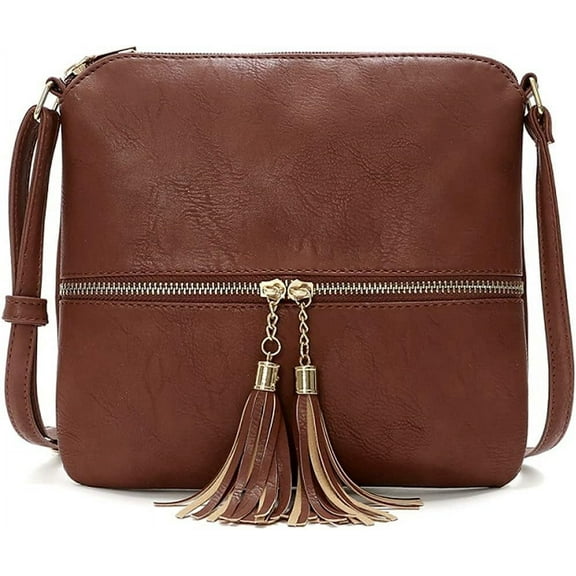MMYGU Faux Leather Shoulder Bag for Women Large Capacity Crossbody Bag Tassel Zipper Handbag Fashion Satchel Purse