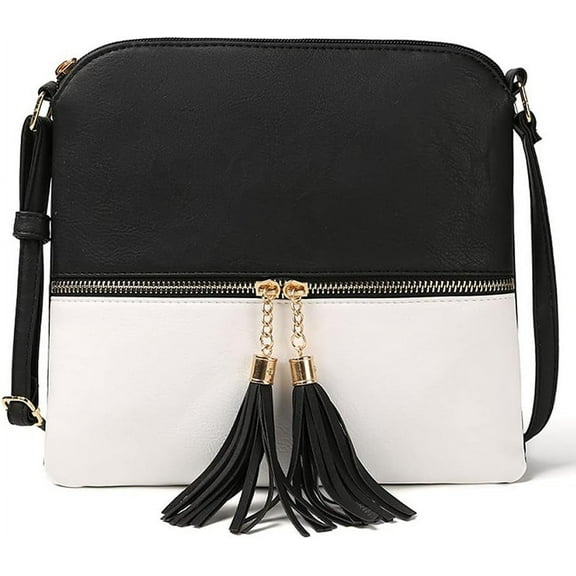 MMYGU Faux Leather Shoulder Bag for Women Large Capacity Crossbody Bag Tassel Zipper Handbag Fashion Satchel Purse