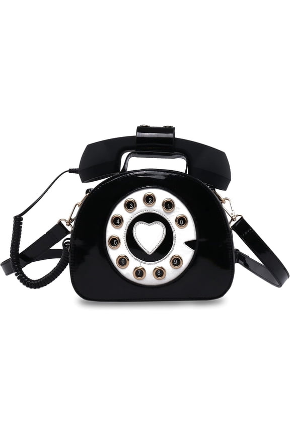 Fozehlad Novelty Telephone Shaped Shoulder Bag Funny Retro Phone Crossbody Bag Totes Chain Purse