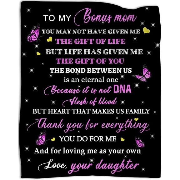 MMYGU Gifts for Bonus Mom Blanket for Mom Gifts Mother Blankets Throws from Daughter and Son or Family for Mothers Day Birthday Family 60x80in