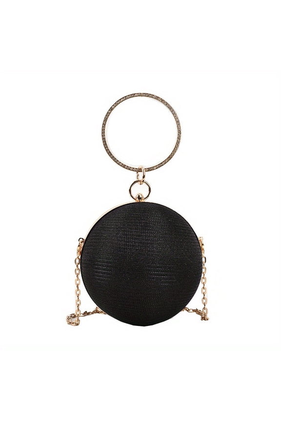 Glitter Circle Evening Bag Rhinestone Ring Clutch Purse Womens Chain Handbag For Wedding Prom Party for Carnaval Music Festival