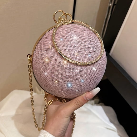 MMYGU Glitter Round Evening Bag Shiny Dinner Clutch Purse Women‘s Classic Banquet Handbag for Carnaval Music Festival