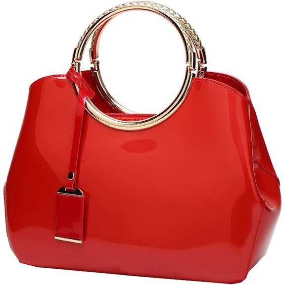 MMYGU Glossy Tote Bag Women's Lacquer Leather Crossbody Bag Elegant Evening Bag Handbags Retro Clutch Purse for Prom Party