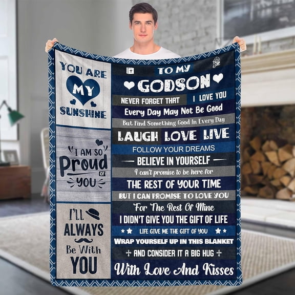 MMYGU Godson Gifts from Godmother Godfather to My Godson Throw Blankets Soft Fleece Flannel Birthday Graduation Christian Baptism Gifts for Boys Best Godson Ever Gifts Ideas from Godparents 40x50in