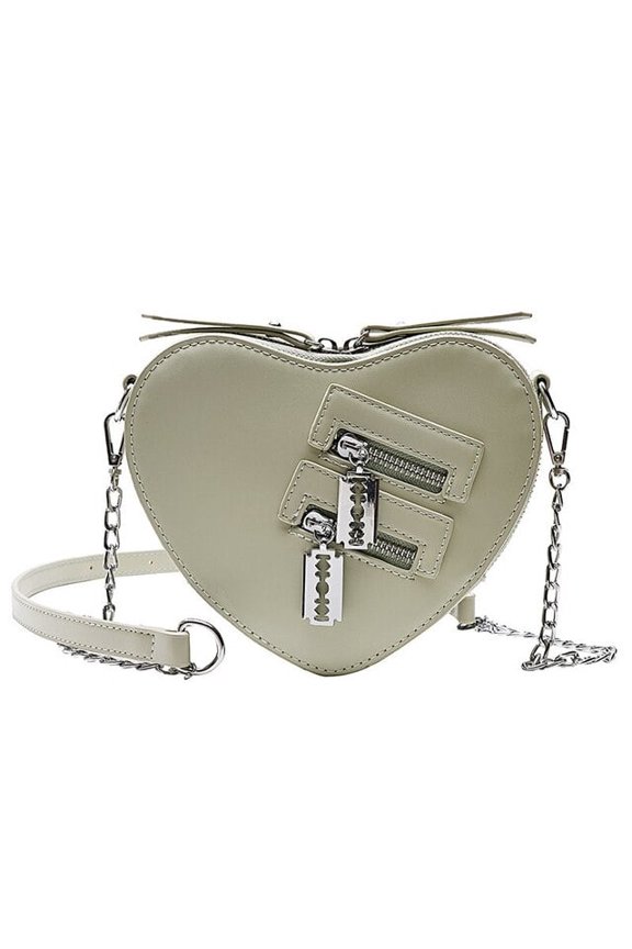 Gothic Heart Blade Zipper Chain Crossbody Bags for Women Girl Casual Shoulder Purses and Handbags Techwear Summer Wallet Goth